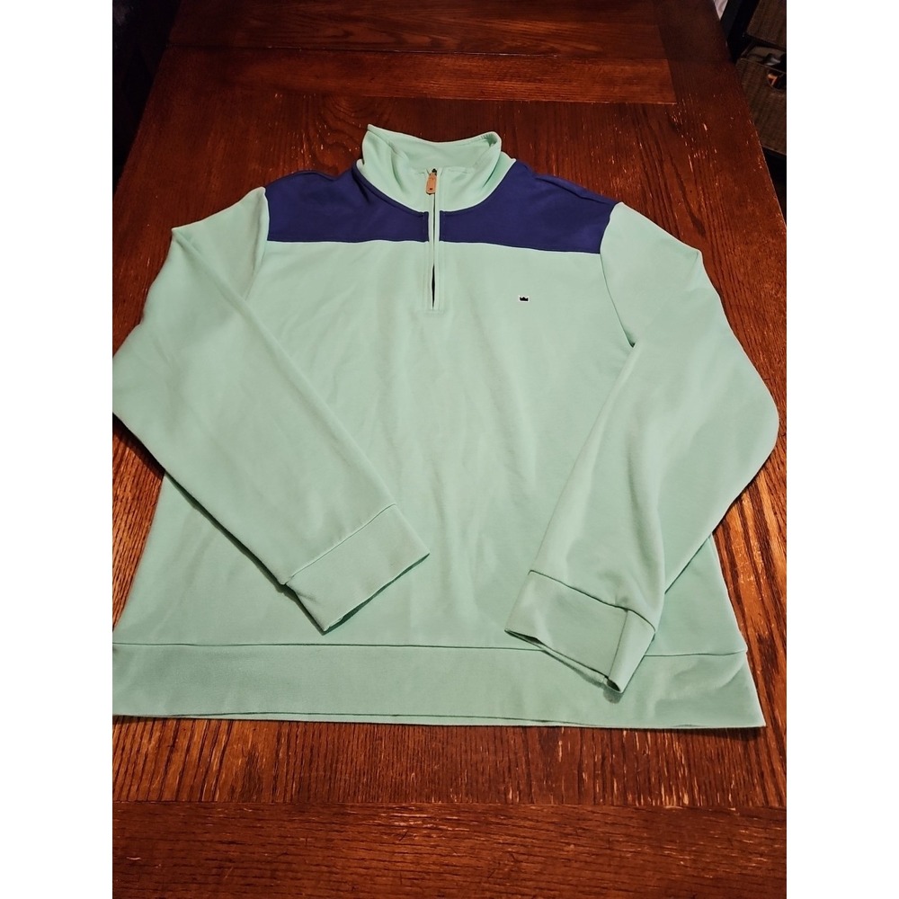Crown & Ivy 1/4 Zip Pullover Sweater Mens Large Blue/Green‎ Excellent (A788)